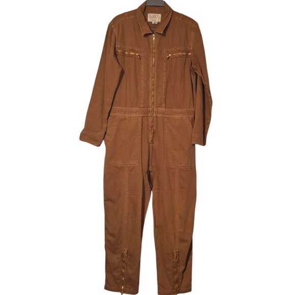 Free People x Sandrine Rose Denim Jumpsuit "Weird is Rad" Sz L - Picture 3 of 11